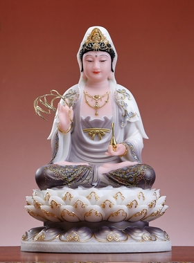 汉白玉娑婆三圣佛像家用供奉摆件