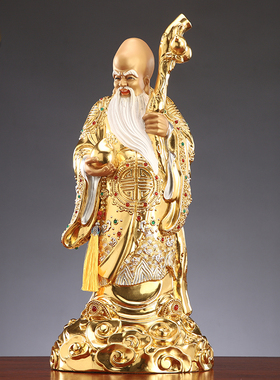 台湾福禄寿三星全铜手工贴金摆件