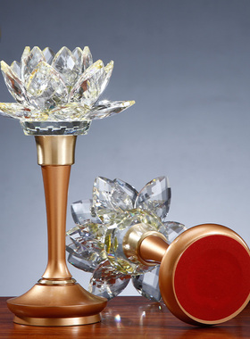 水晶莲花灯一对佛前供灯长明灯