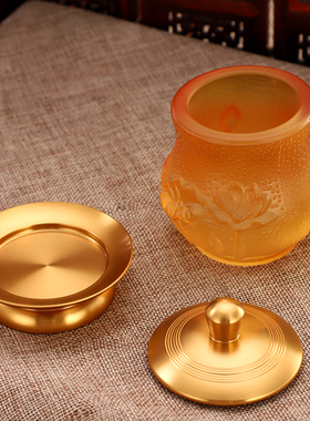 秦歌琉璃佛前供水杯家用工艺用品