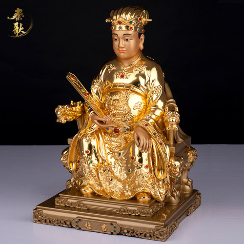 秦歌黄铜手工贴金彩绘灶王爷神像家用厨房灶君司命星君像灶神摆件 - 图2