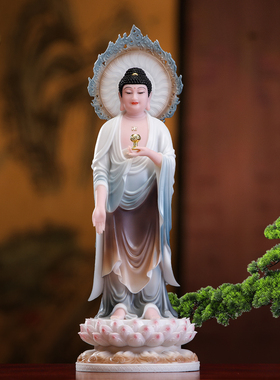 汉白玉西方三圣佛像家用供奉摆件