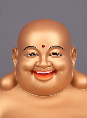 秦歌黄铜大肚笑佛宽体弥勒佛佛像