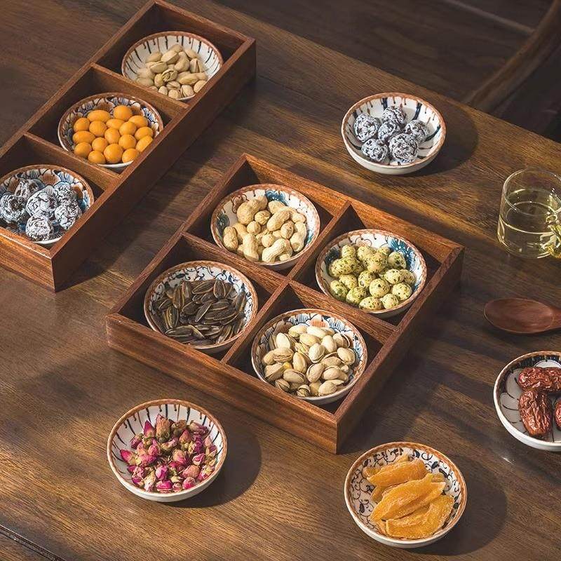 覆古色九宫格家用木质托盘四宫格零食干果盘高档茶室会所点心拼盘,淘宝优惠券,粉丝福利购,淘宝优惠卷