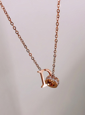 钛钢不褪色小众品牌风字母锁骨链