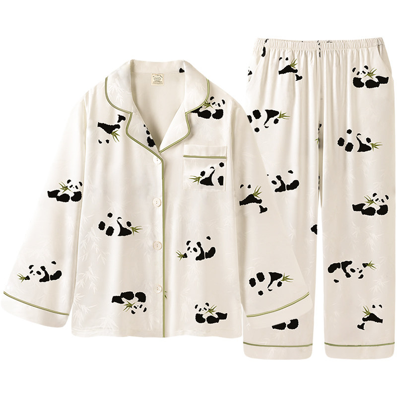 情侣2023年新款夏季冰丝长袖睡衣 pinksea内衣睡衣/家居服套装