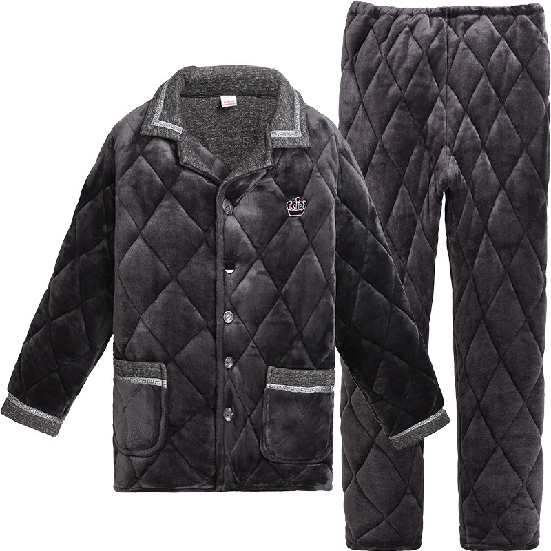 爸爸冬季加绒中老年人男士老人睡衣 范晟睡衣/家居服套装