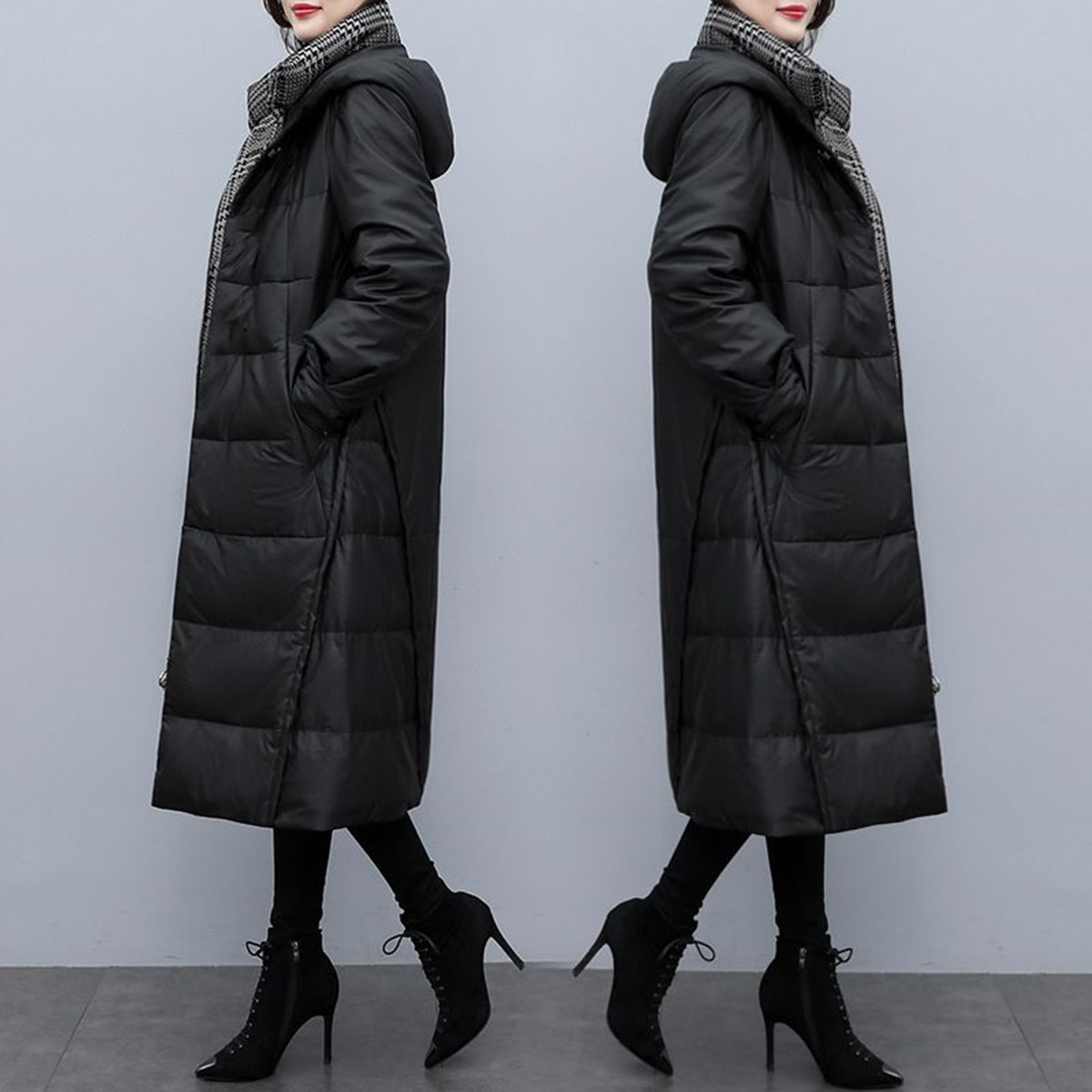 海宁头层真皮绵羊皮羽绒服女2025冬季新中长连帽防风袖大码皮外套