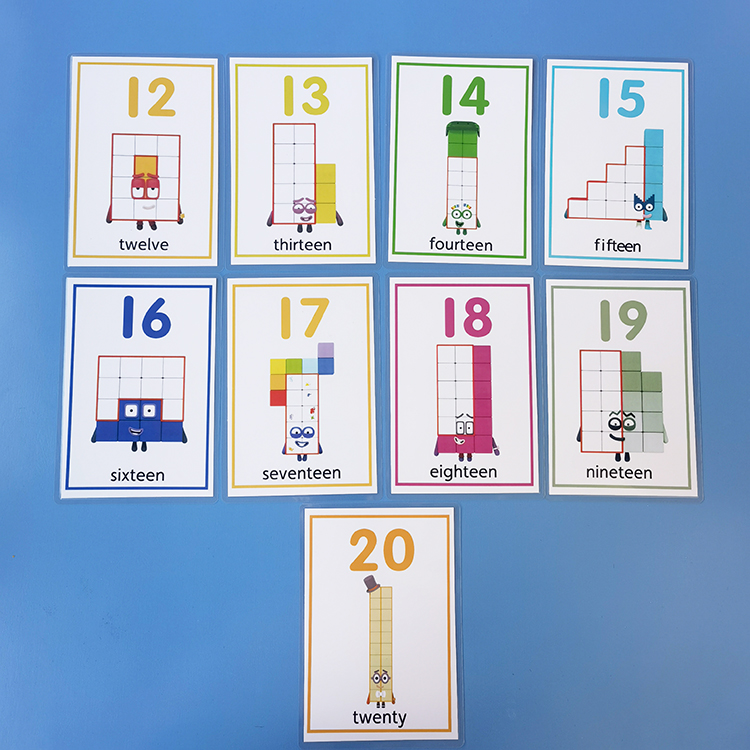 数字积木卡片英文学识数学0-20启蒙动画片趣味桌游玩具幼儿园教具 - 图2