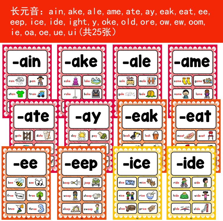 基础phonics字母英语自然拼读英文单词教材卡片CVC元辅音教师教具-图2