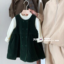 South Korean childrens clothing girl gold velvet dress winter foreign air and baby baby vest skirt princess dresses winter clothing