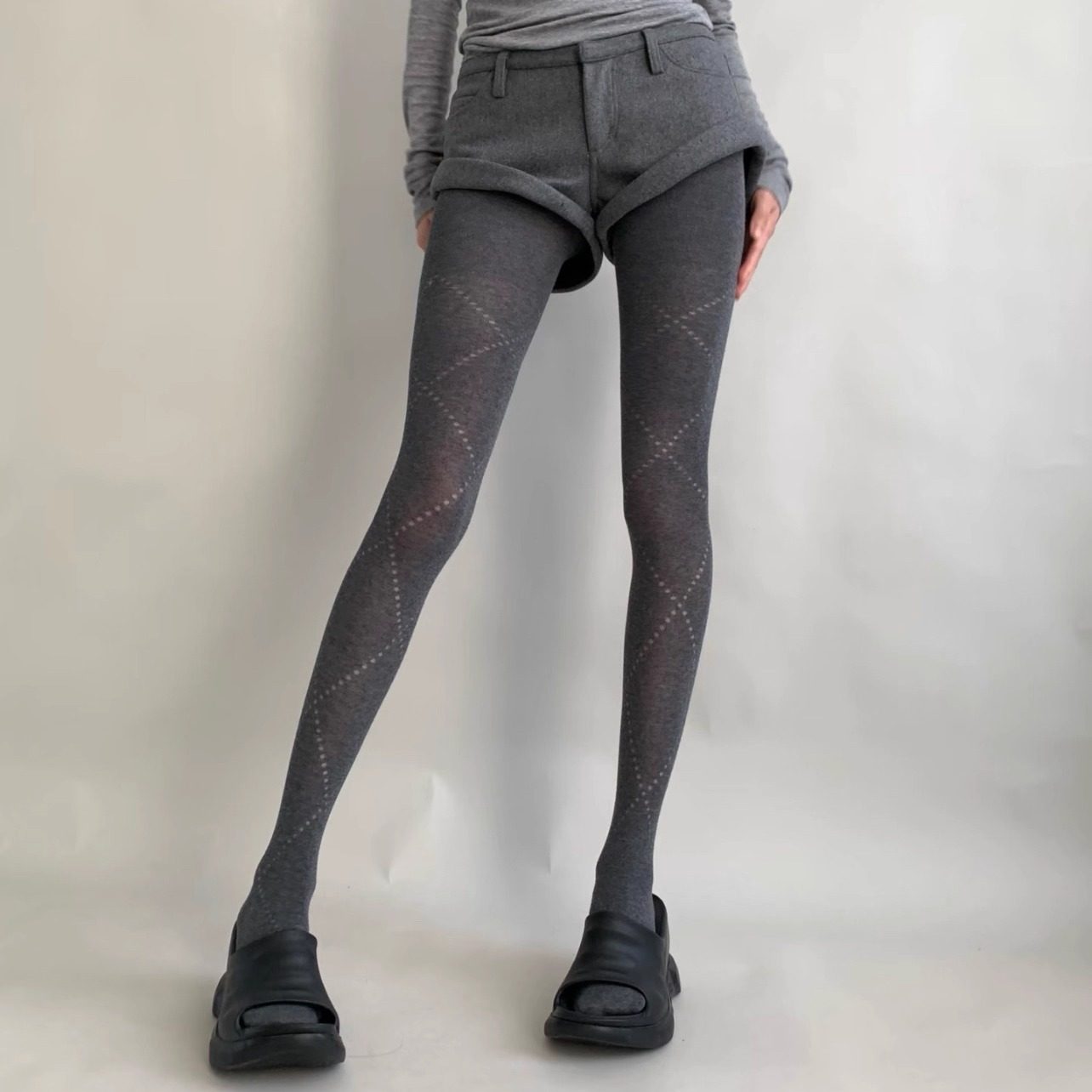 Wuuuus 格雷系灰色打底袜女春秋款格子条纹透肉连裤袜子显瘦丝袜,淘宝优惠券,粉丝福利购,淘宝优惠卷