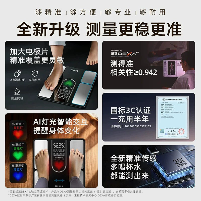 ICOMEON沃莱智能体脂秤家用精准减肥专用称体重电子秤家用体重秤