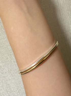 HE·R手工制极简百搭亮面999银圆圈椭圆手镯极细手环