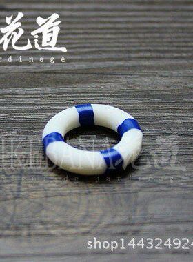 地中海树脂仿真救生圈 情景蛋糕装饰 苔藓多肉微景观 沙盘游泳圈