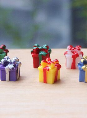 新款树脂迷你圣诞礼物盒模型礼品盒子造型展示圣诞生日娃娃屋饰品