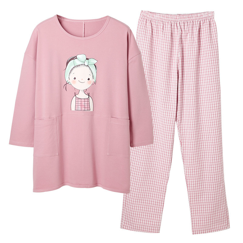 春秋纯棉长袖可爱两件套装宽松睡衣 jeeyuntoo吉运兔睡衣/家居服套装