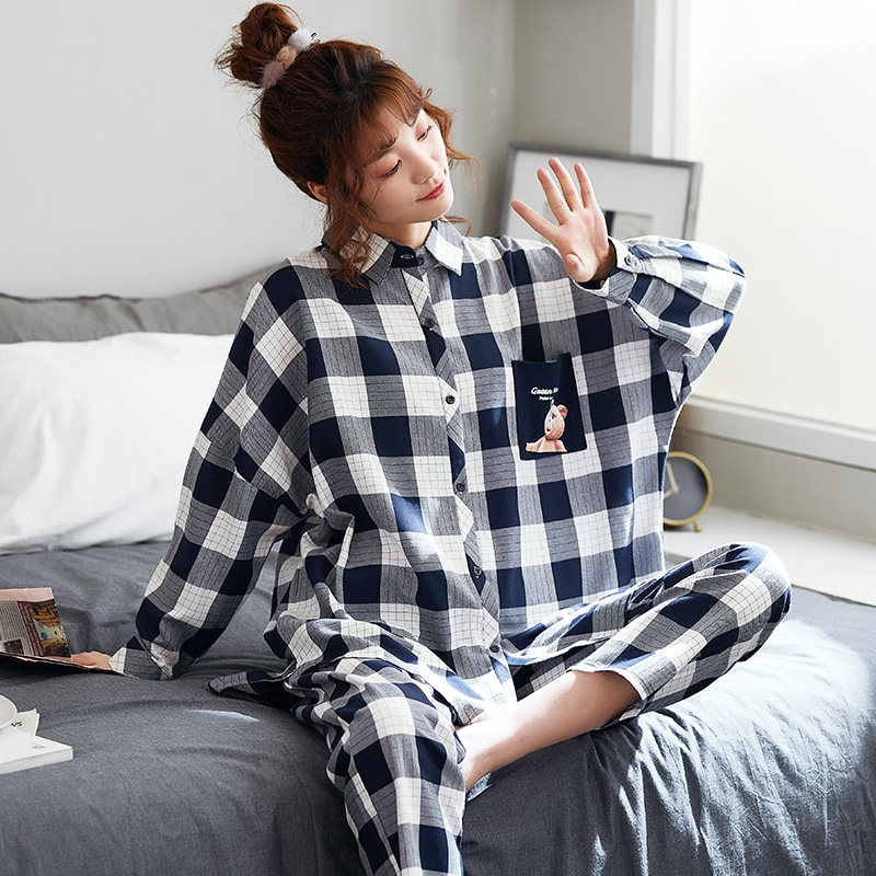 春秋款纯棉长袖韩版宽松可出门睡衣 jeeyuntoo吉运兔睡衣/家居服套装