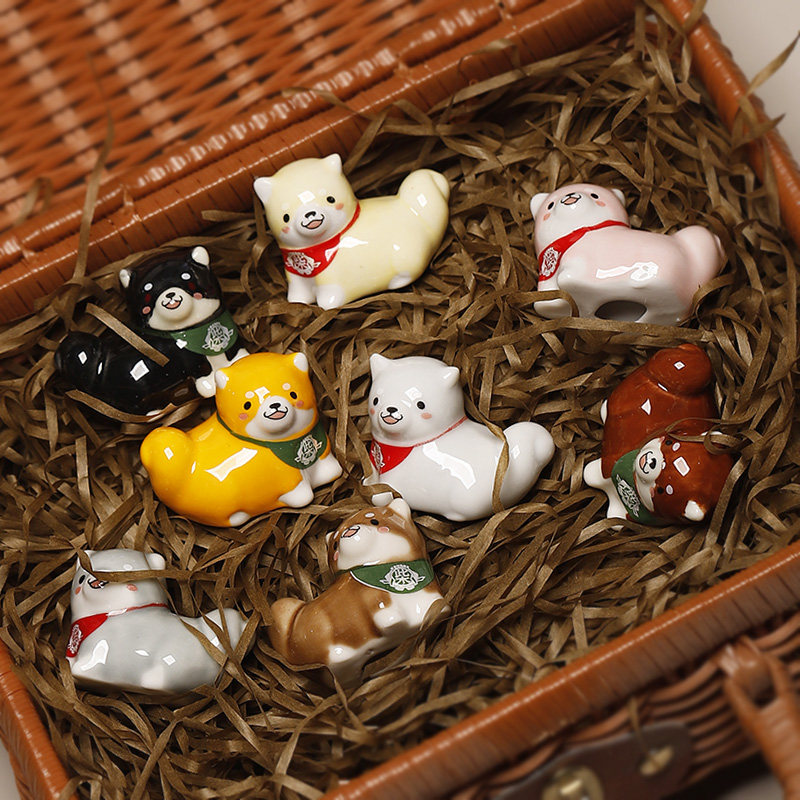 陶瓷柴犬小狗筷架家用筷托筷枕可爱萌宠多肉花宠送礼桌面小摆件,淘宝优惠券,粉丝福利购,淘宝优惠卷