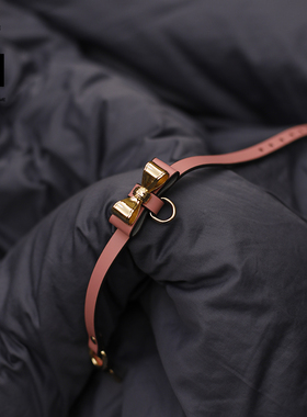 真牛皮  三色 蝴蝶结项圈 圣诞 镀金镭射 锁骨链