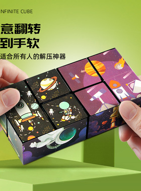 百变立体无限翻转魔方块益智3d磁力几何变形儿童解压玩具小男孩子