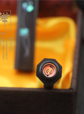 黑檀木充电打火机 防风木质火折子吹一吹可替换机芯点烟器送男友