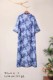 Chu Xin original national style embroidered batik blue printed literary retro ramie short-sleeved dress
