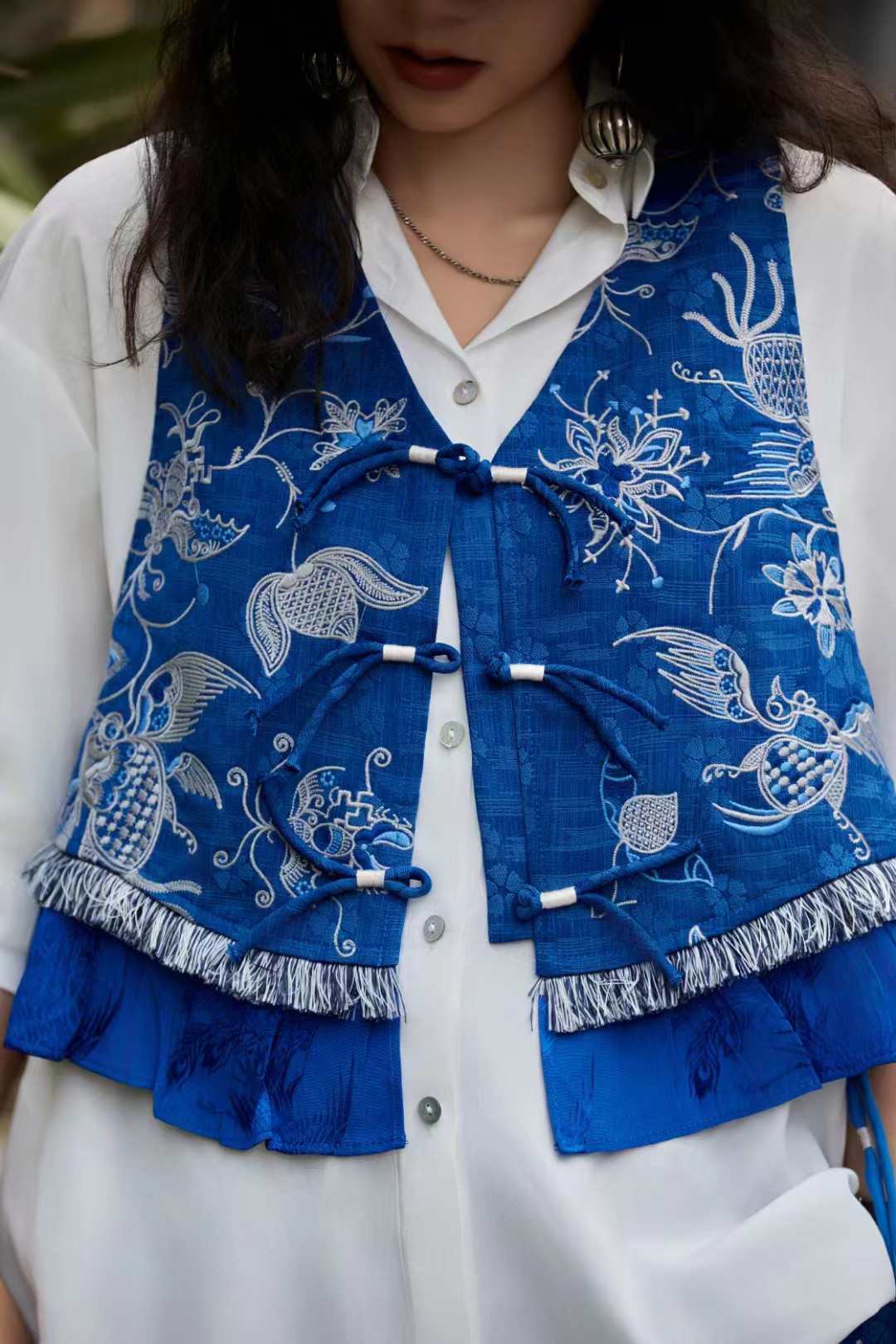 原创民族风新中式国风复古文艺刺绣宽松提花马甲上衣女青花短款,淘宝优惠券,粉丝福利购,淘宝优惠卷