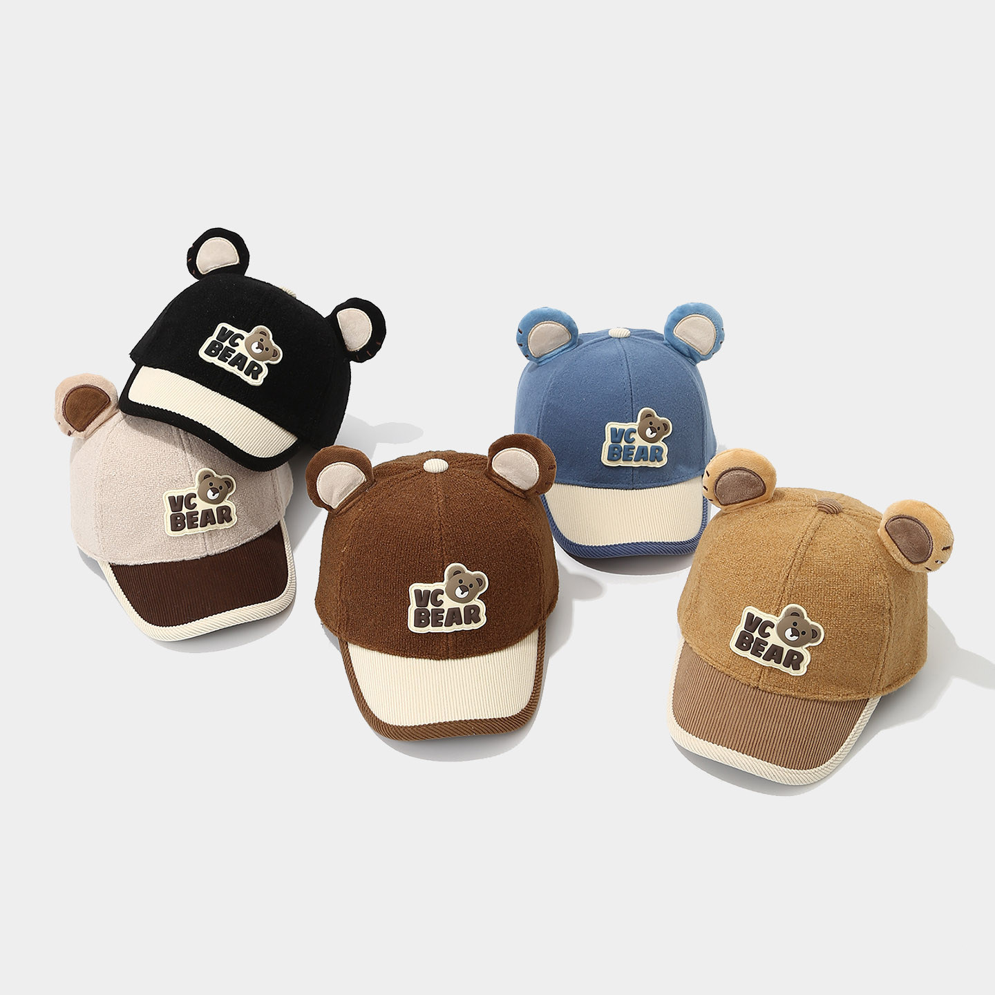 婴幼儿童可爱卡通小熊鸭舌帽子秋冬季男童女宝宝保暖毛呢棒球帽潮,淘宝优惠券,粉丝福利购,淘宝优惠卷