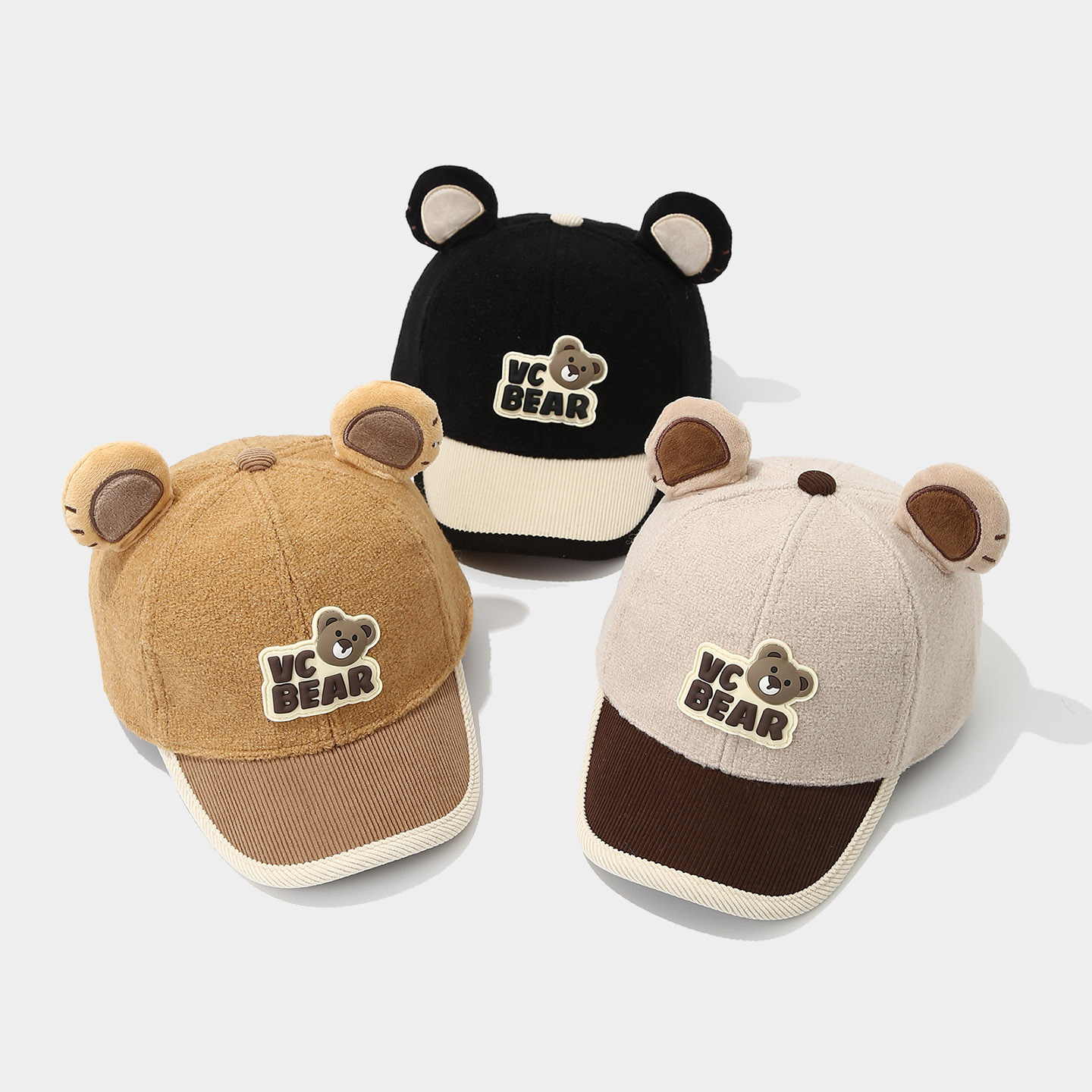 婴幼儿童可爱卡通小熊鸭舌帽子秋冬季男童女宝宝保暖毛呢棒球帽潮,淘宝优惠券,粉丝福利购,淘宝优惠卷