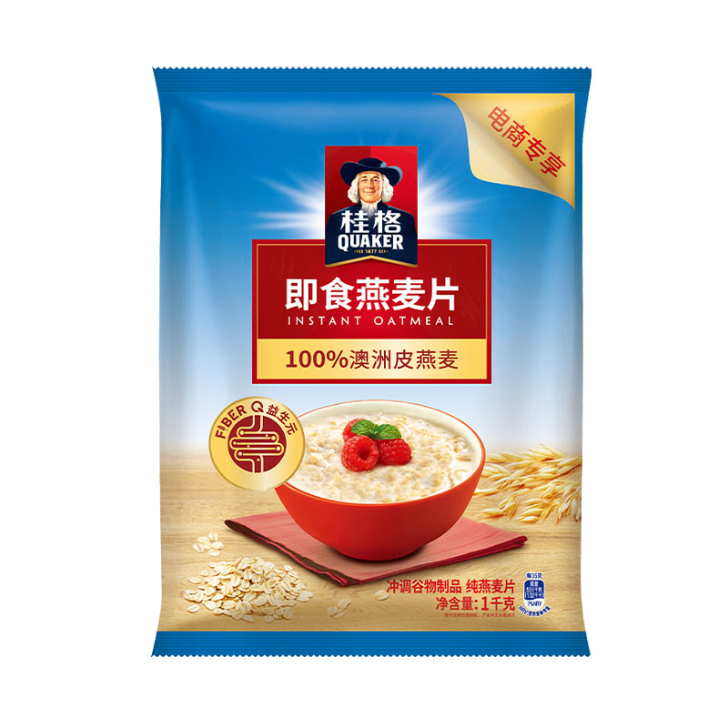 桂格即食燕麦片1000g*2袋装经典原味谷物营养吃货早餐冲饮代餐 - 图3