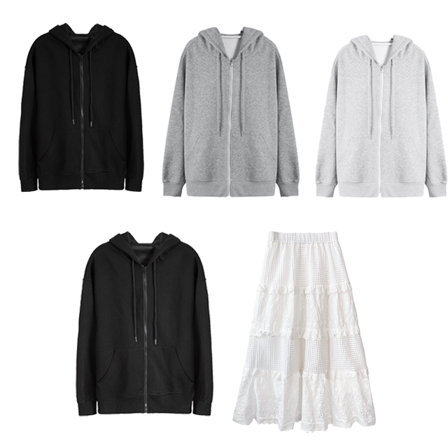 Jiers Korean style lazy style hooded sweatshirt + cake skirt