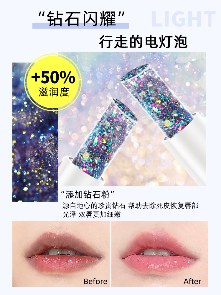 桃之夭夭旗舰店桃之夭夭钻石润唇膏保湿滋润孕妇李佳琦唇膜补水口红打底男女专用1