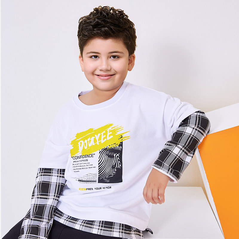 【断码捡漏 特价清仓】胖儿童长袖T恤男童大码春秋上衣中大童宽松,淘宝优惠券,粉丝福利购,淘宝优惠卷