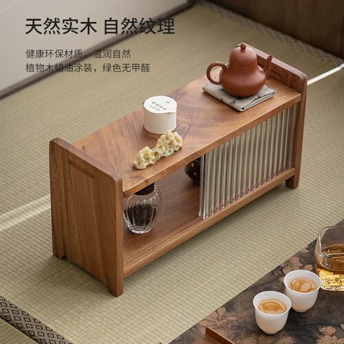 实木胡桃木桌面多层茶杯架子小型茶具置物架摆件收纳架台式博古架 - 图0