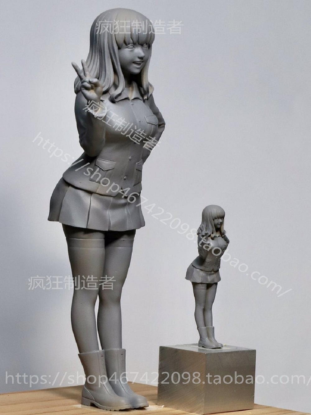 WF2019S林浩己少女与战车1/12武部纱织GK白模通讯美女学生手办Y36 - 图1