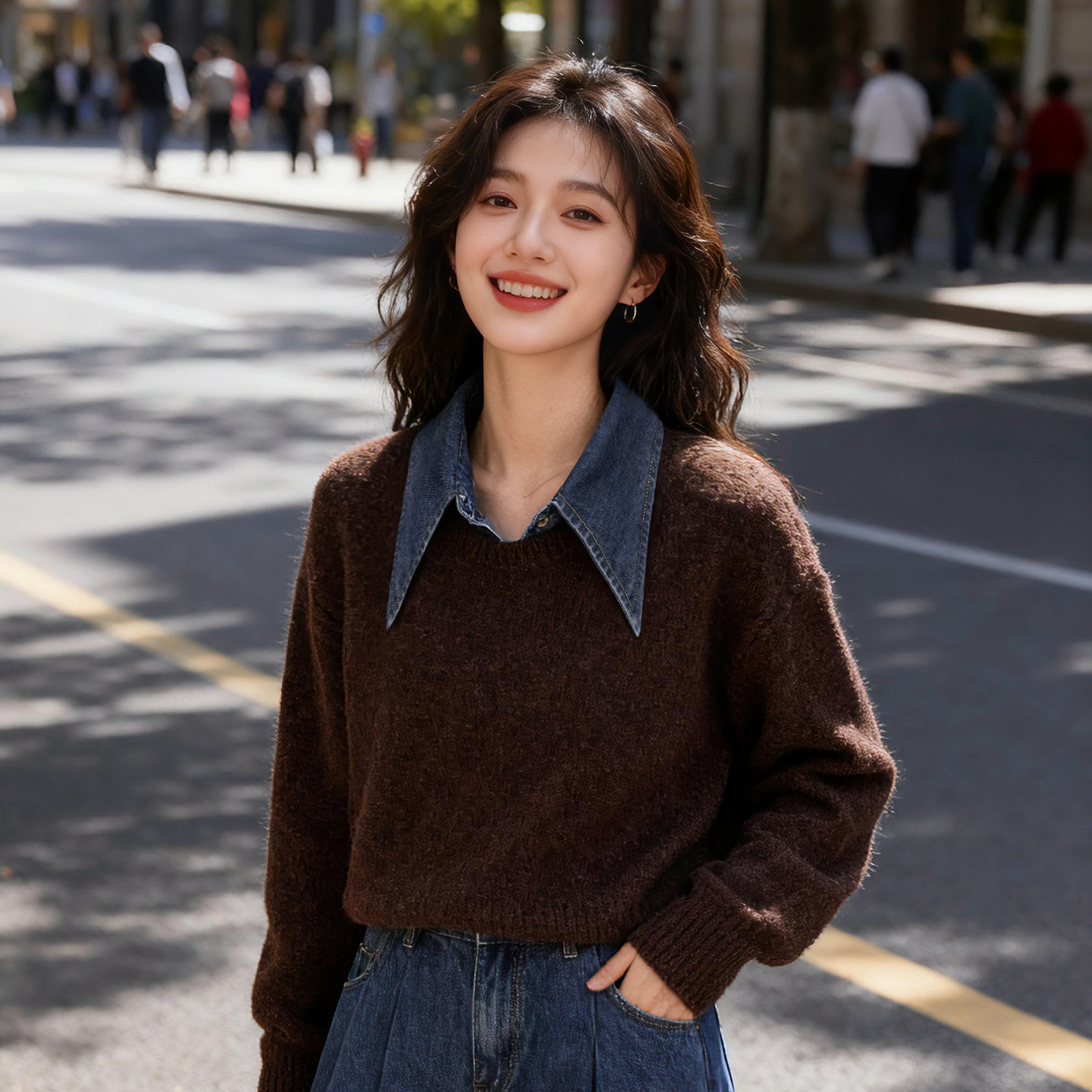 新款复古大尖领牛仔假领子女内搭翻领高档配毛衣时尚百搭装饰领,淘宝优惠券,粉丝福利购,淘宝优惠卷