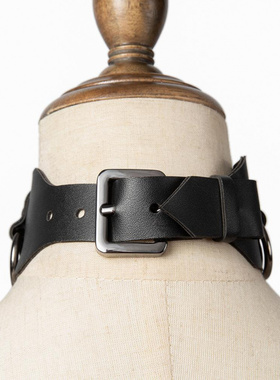 欧美朋克风非主流圆环项链哥特式街拍夜店PU皮项圈道具