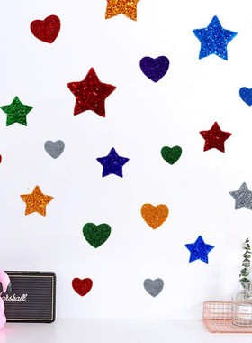 热销现货生日星星爱心装饰贴片泡沫闪光彩色DIY金葱粉贴纸