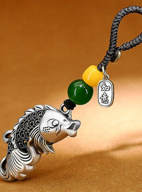 锦鲤钥匙扣精致高档汽车内挂件链男女立体金鱼包挂饰