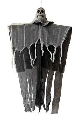 万圣节吊鬼装饰骷髅头纱布鬼娃脸鬼屋门口恐怖道具鬼挂件摆件挂饰