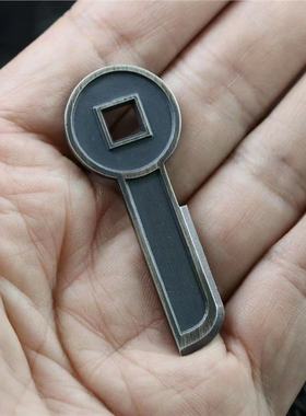 5.2cm小号一刀平五千金错刀纯银币 足金镶嵌 天一宝泉作品