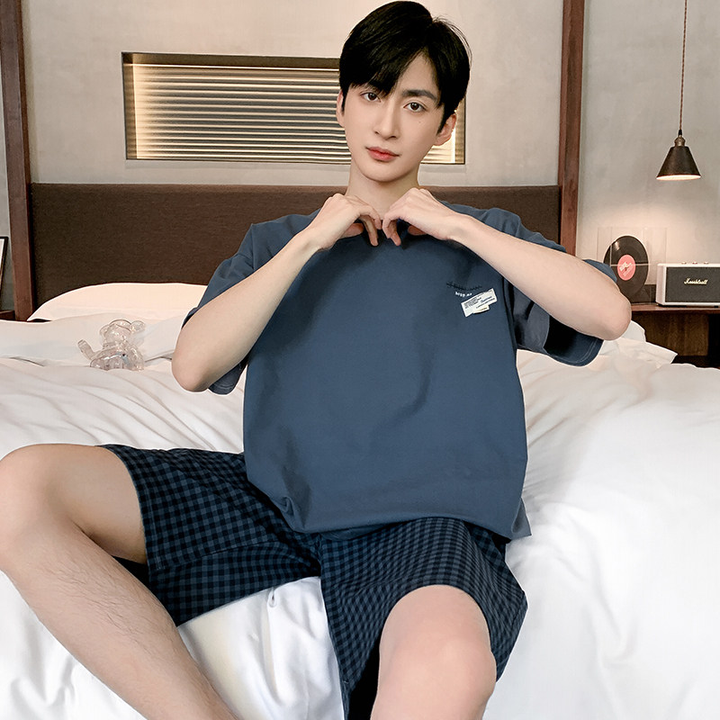 男士夏季2023年新款纯棉短袖睡衣 雅模派对睡衣/家居服套装
