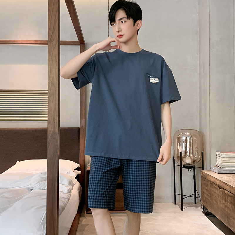男士夏季2023年新款纯棉短袖睡衣 雅模派对睡衣/家居服套装