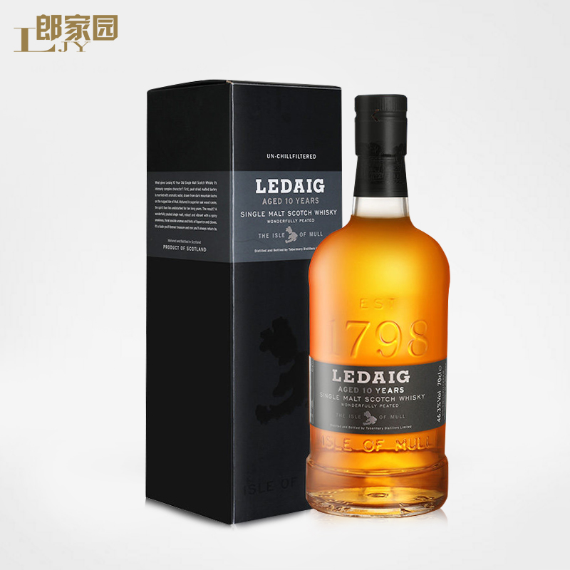 郎家园洋酒LEDAIG 10利德歌/里爵10年单一麦芽苏格兰威士忌酒 - 图0