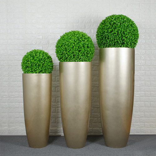 简约现代玻璃钢圆斗形落地大花瓶家居样板房售楼处软装花器摆件 - 图0