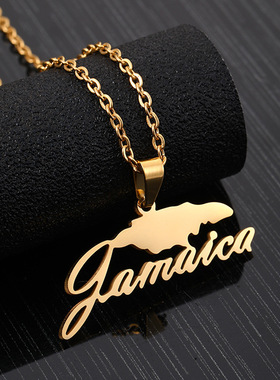 Jamaica map pendant necklace for men and women 牙买加