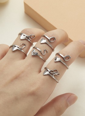 跨境开口戒指不锈钢简约