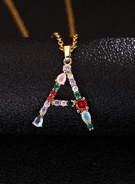 字母项链SONYA水晶锆石