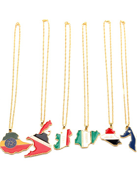 Map necklace women 创意合金饰品 世界各国地图项链 男女通用
